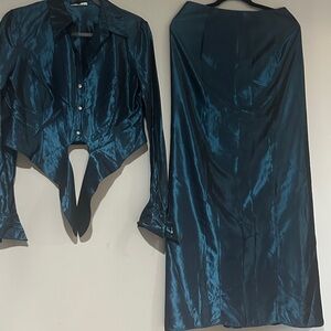 David Meister Blue Satin Garment